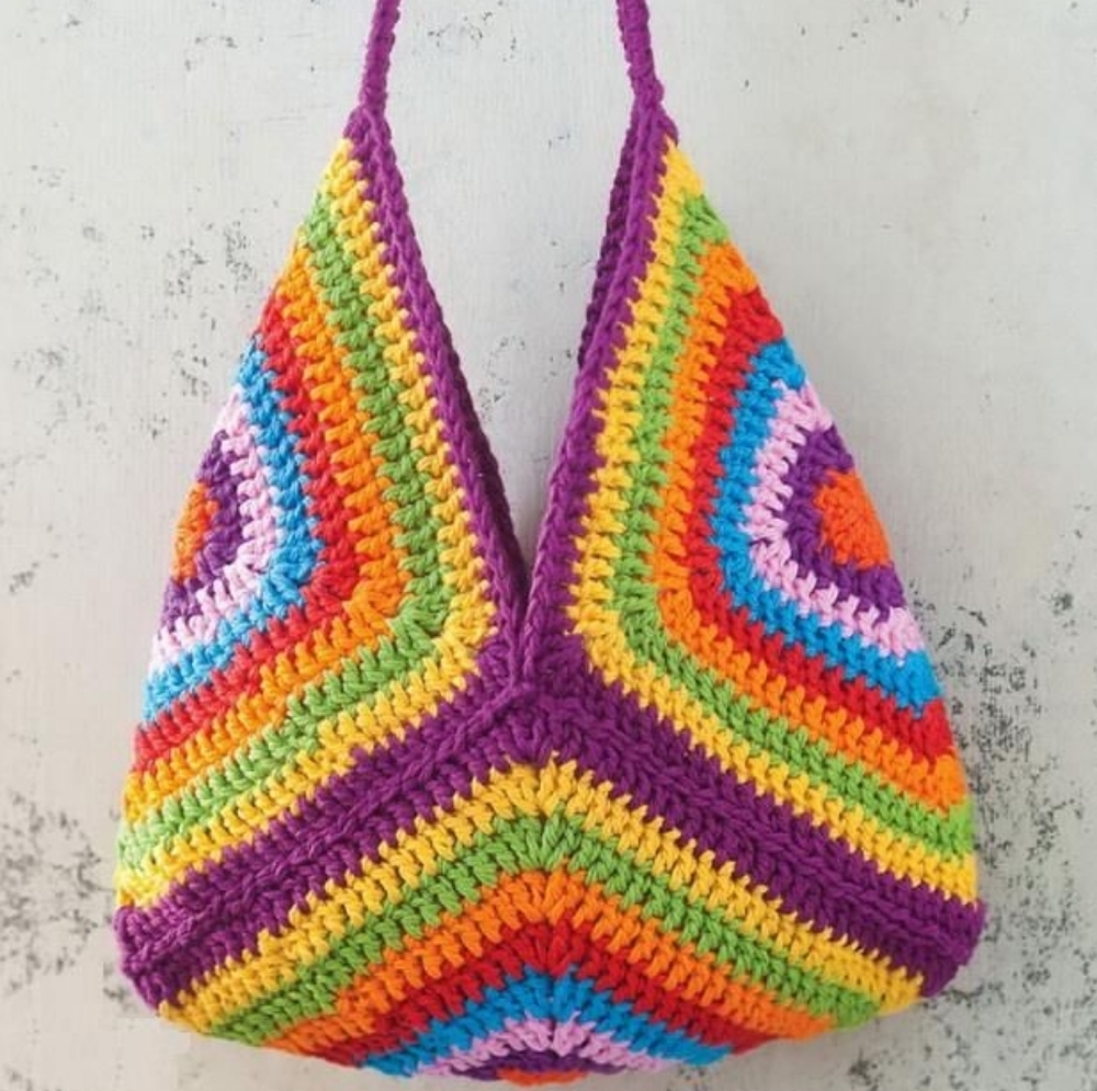 Granny Square Handmade crochet shoulder bag